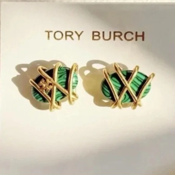 Tory Burch Roxanne Jeweled Stud Earrings with Dust bag NWT - Picture 1 of 4